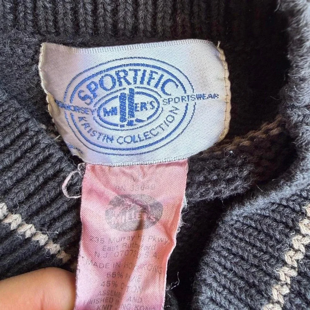 Vintage 90s Sportific Miller's Sportswear Horse Graphic Striped Sweater Mens M